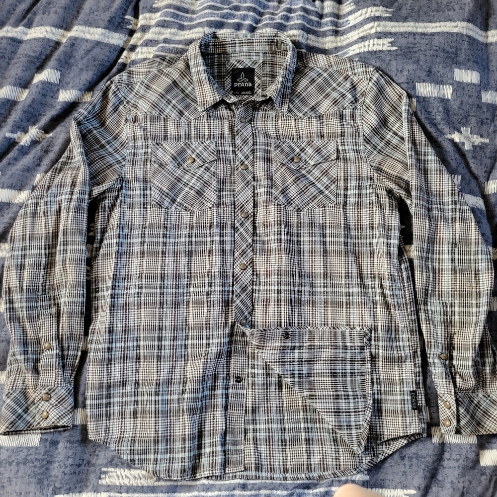 Men's Prana Long Sleeve Snap Shirt - Large